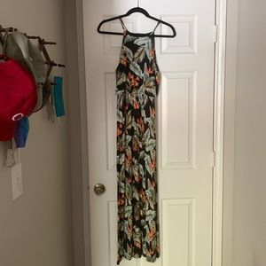 Forever 21 Hawaiian Maxi Dress with Spaghetti Strap and Slit Size XS